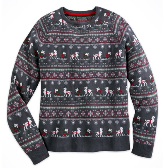 Disney Mickey Mouse, Gray Snowflake, Sleigh Christmas Holiday Sweater - Size M - Picture 1 of 8